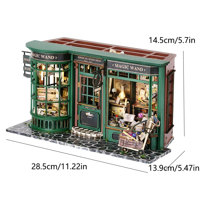 "Magical Wand Shop" Doll House Wooden Miniature DIY Assembly Building Model Kit