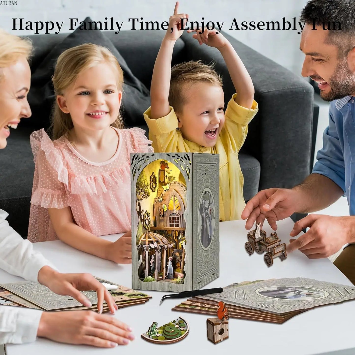 Dorothy's Journey - DIY Book Nook Kit,3D Miniature Model Wooden Dollhouse Puzzle Toy,Building Mini Doll House Bookends Shelf Decor for Boys Girls