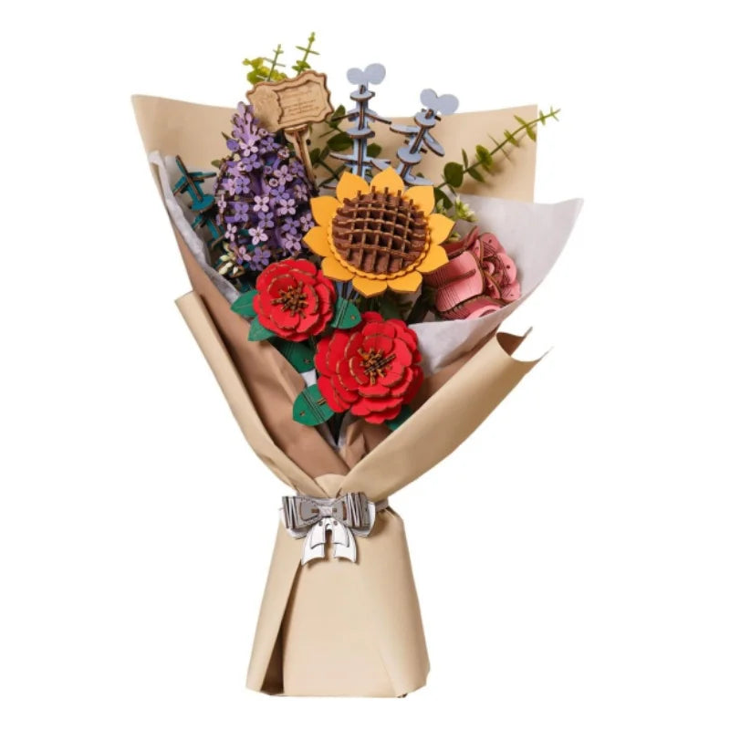 Wooden Flower Bouquet - 3D Wooden Puzzle Wood Crafts
