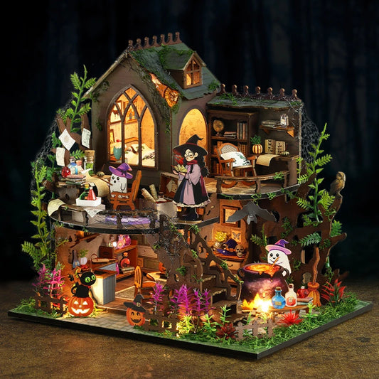 Magic Cottage - DIY Wooden  Doll House Miniature Kits With Furniture LED Lights Home Decoration Adult Handmade Gifts