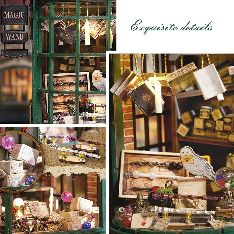 "Magical Wand Shop" Doll House Wooden Miniature DIY Assembly Building Model Kit