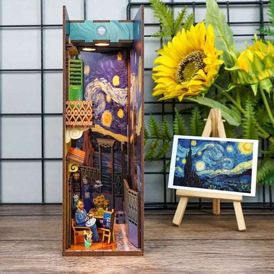 Van Gogh's World Bookend Bookshelf - DIY Book Nook Insert Shelf Kits Wooden Miniature Building Kit