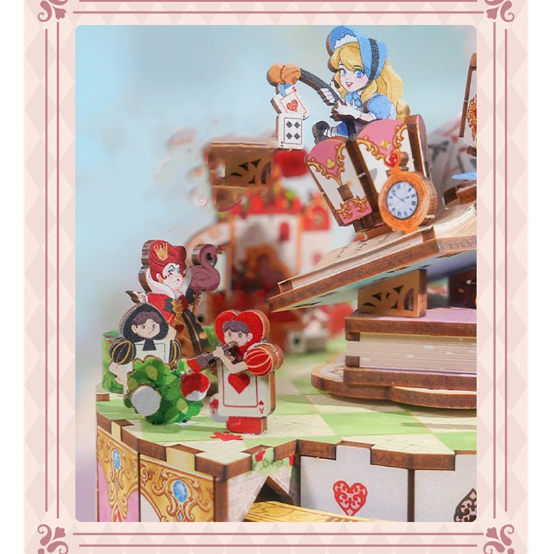 Alice's Tea Party Music Box - DIY Wooden Model Building Kits Can Move  3D Puzzles