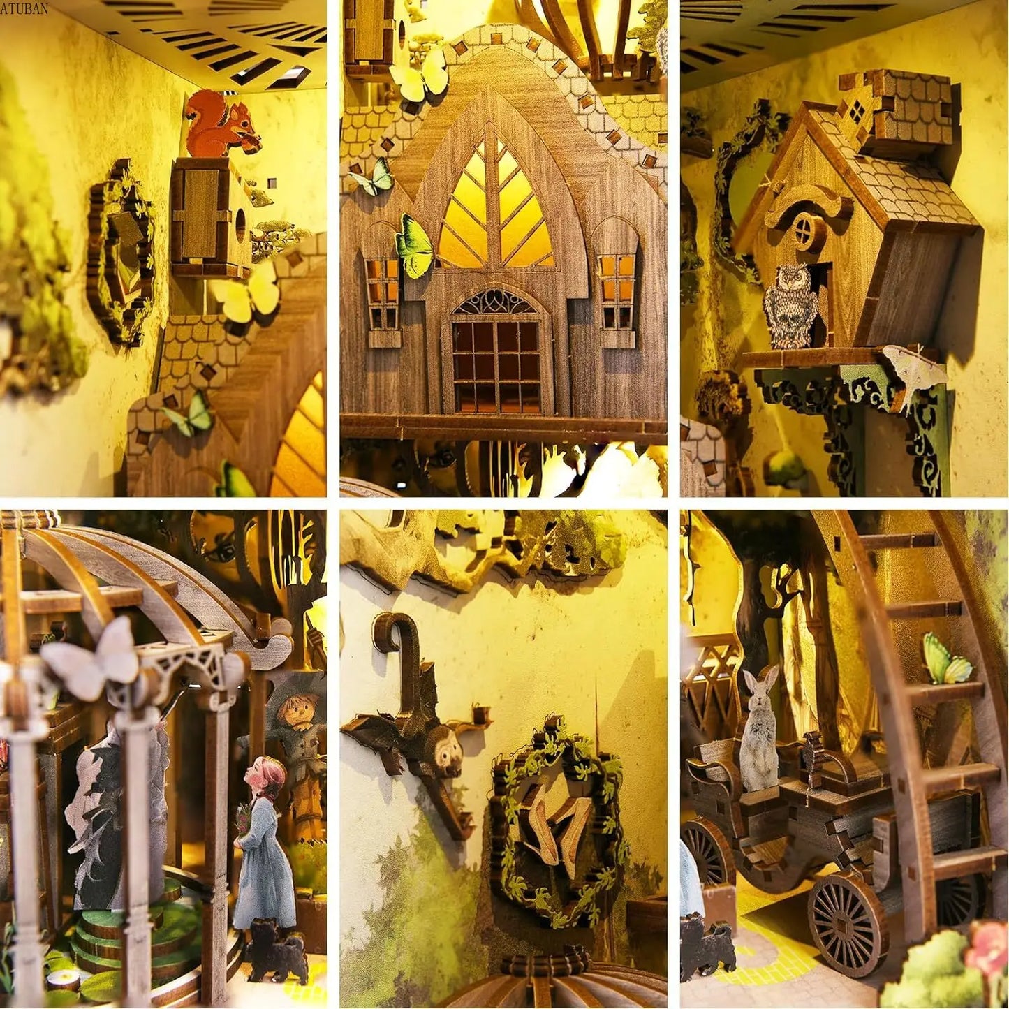 Dorothy's Journey - DIY Book Nook Kit,3D Miniature Model Wooden Dollhouse Puzzle Toy,Building Mini Doll House Bookends Shelf Decor for Boys Girls