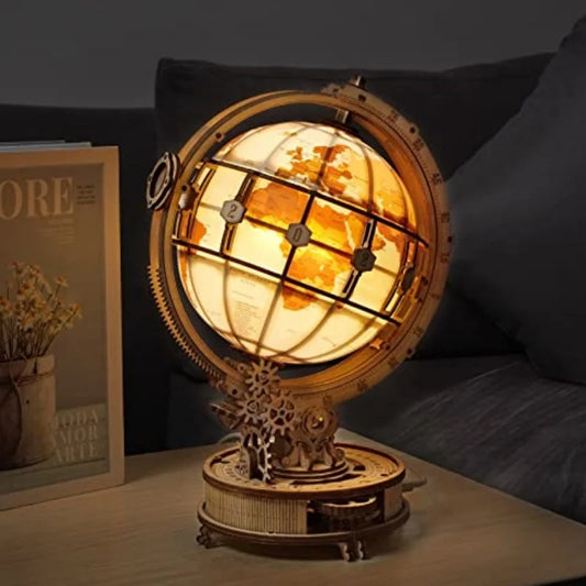 Luminous Wooden Globe Light Night - 3D Puzzle Globe desk lamp