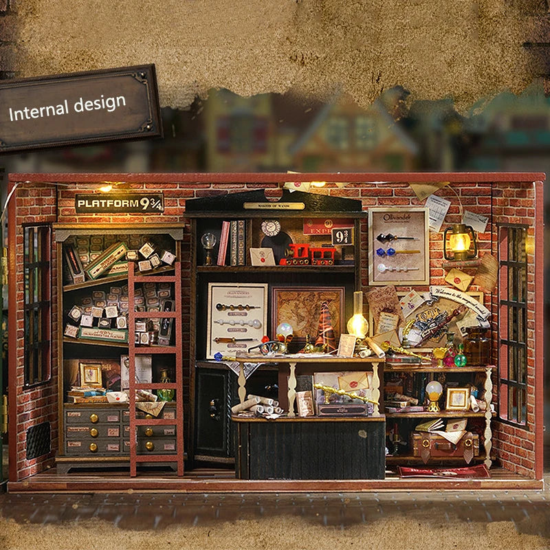 "Magical Wand Shop" Doll House Wooden Miniature DIY Assembly Building Model Kit