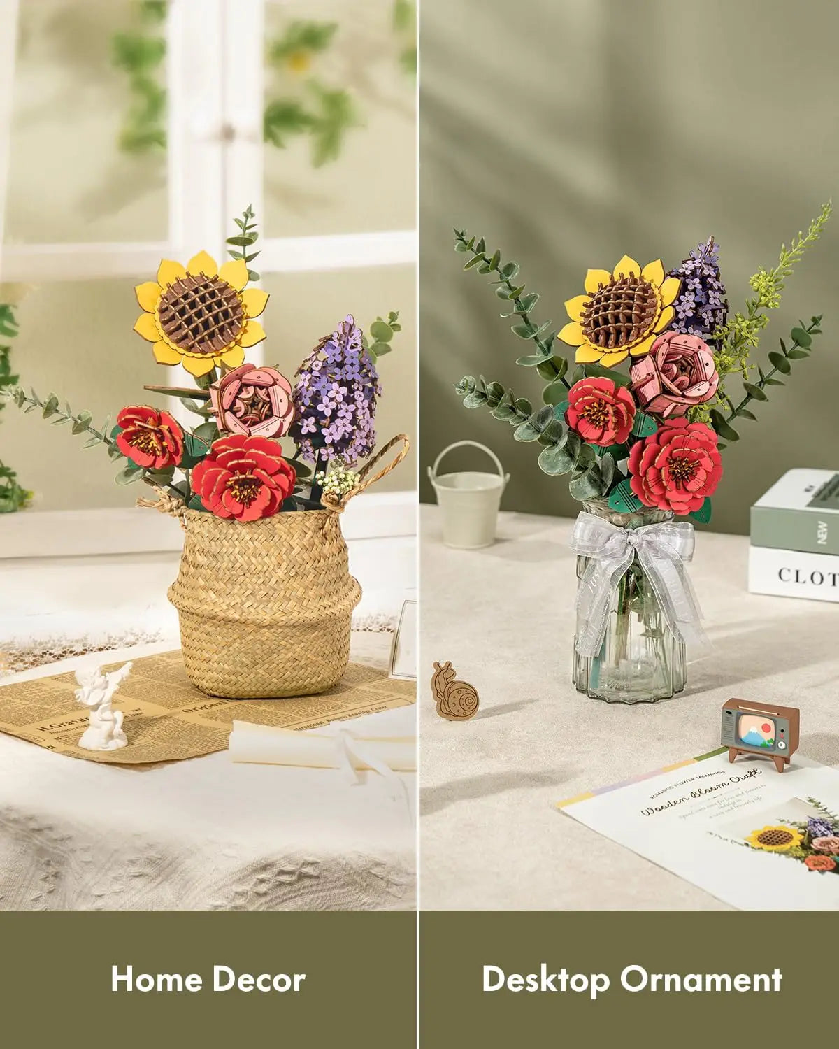 Wooden Flower Bouquet - 3D Wooden Puzzle Wood Crafts