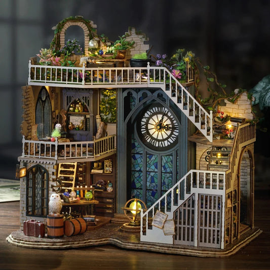 Magic Academy Miniature Dollhouse Kit with Furniture Led Lights