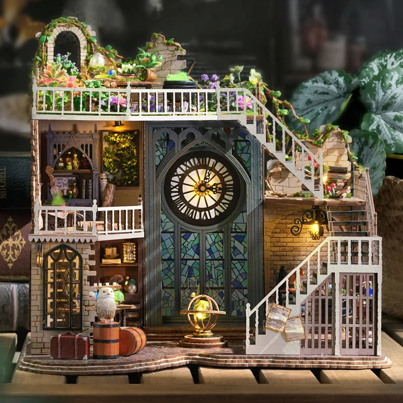 Magic Academy Miniature Dollhouse Kit with Furniture Led Lights